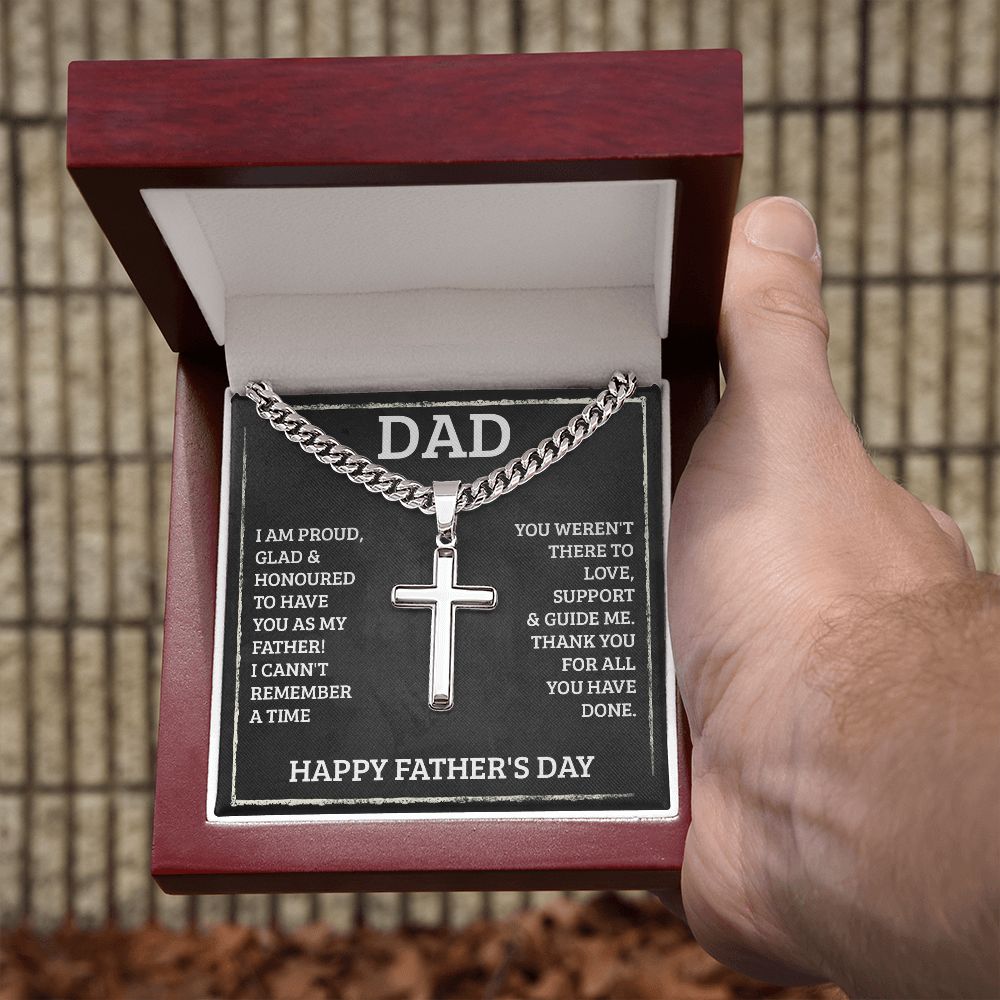 Cross Necklace with Cuban Chain on Father's Day